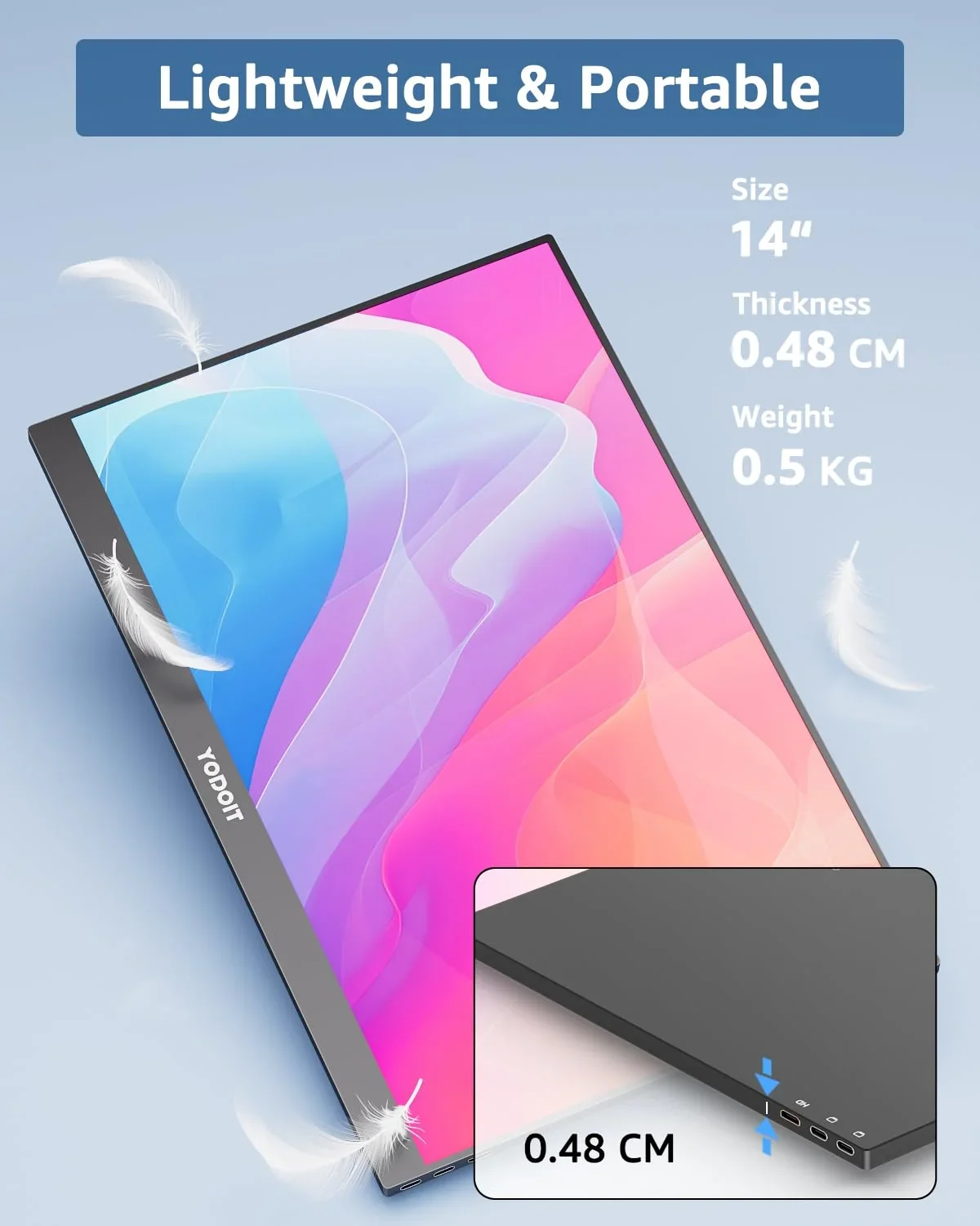 YODOIT lightweight portable screen highlighting slim profile